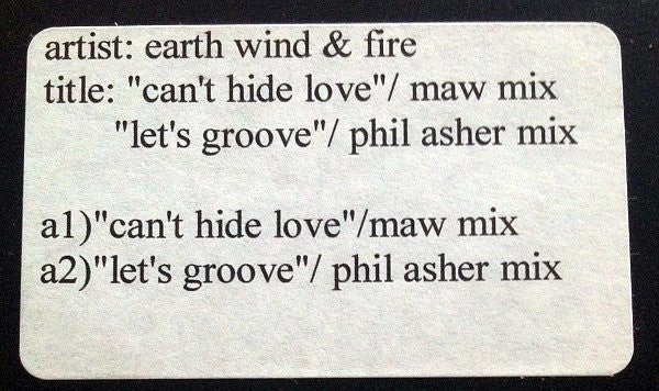 Earth Wind & Fire* : Can't Hide Love / Let's Groove (12", S/Sided, Unofficial, W/Lbl)