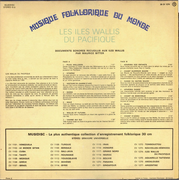 Maurice Bitter : Les Iles Wallis Du Pacifique (LP, RE)