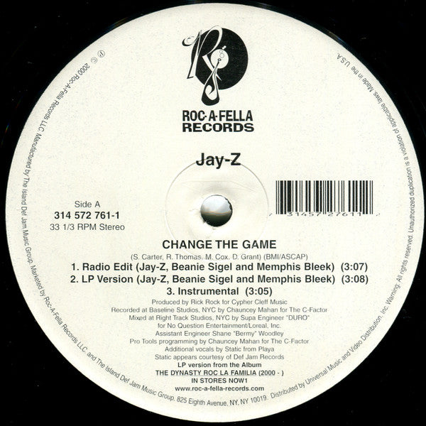 Jay-Z : Change The Game / You, Me, Him And Her (12")