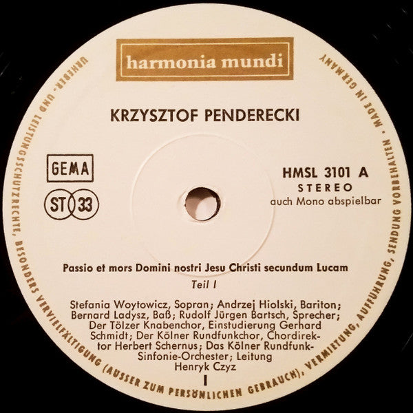 Krzysztof Penderecki : Passio Et Mors Domini Nostri Jesu Christi Secundum Lucam (2xLP, Box)