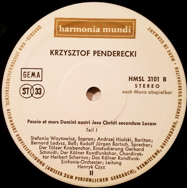 Krzysztof Penderecki : Passio Et Mors Domini Nostri Jesu Christi Secundum Lucam (2xLP, Box)
