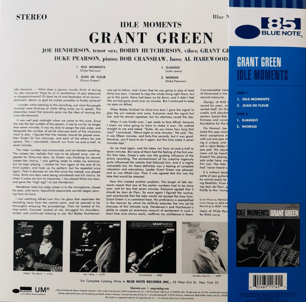 Grant Green : Idle Moments (LP, Album, Ltd, RE, 180)