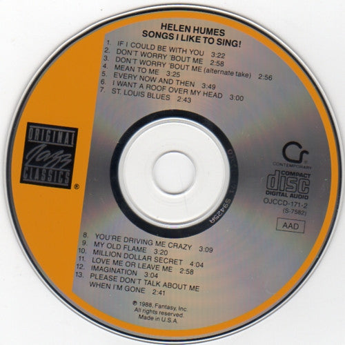 Helen Humes : Songs I Like To Sing! (CD, Album, RE, RM)