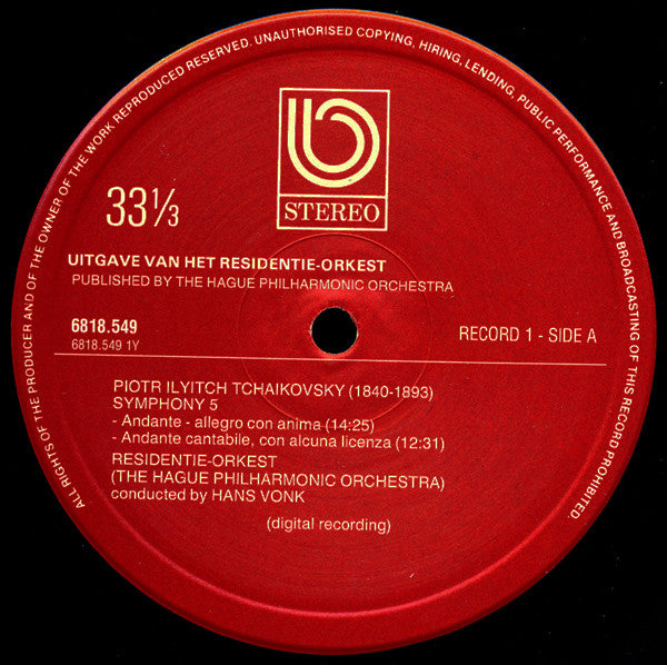 Pyotr Ilyich Tchaikovsky, Residentie Orkest : Symphony Nr. 5  - From The Nutcracker - Roméo Et Juliette (2xLP)