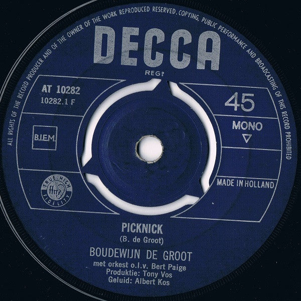 Boudewijn de Groot : Picknick / Ballade Van De Vriendinnen Voor Een Nacht (7", Single, Mono)