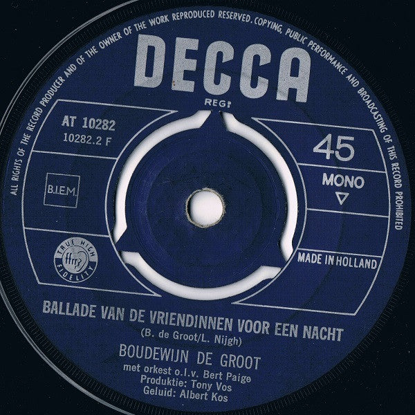 Boudewijn de Groot : Picknick / Ballade Van De Vriendinnen Voor Een Nacht (7", Single, Mono)