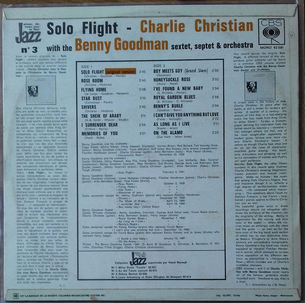 Charlie Christian With Benny Goodman Sextet, Benny Goodman Septet And Benny Goodman And His Orchestra : Solo Flight (LP, Comp, Mono)