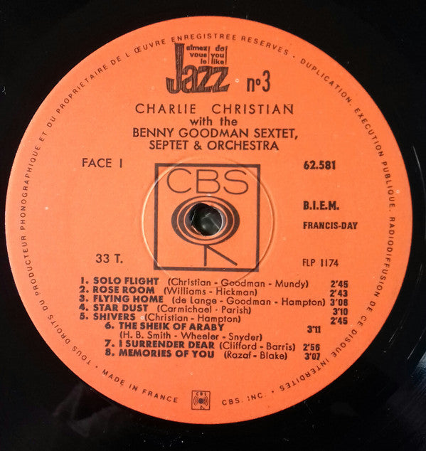 Charlie Christian With Benny Goodman Sextet, Benny Goodman Septet And Benny Goodman And His Orchestra : Solo Flight (LP, Comp, Mono)