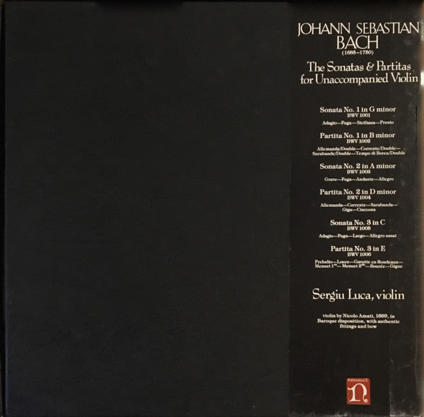 Johann Sebastian Bach, Sergiu Luca : The Sonatas & Partitas For Unaccompanied Violin, BWV 1001-1006 (3xLP, Album + Box)