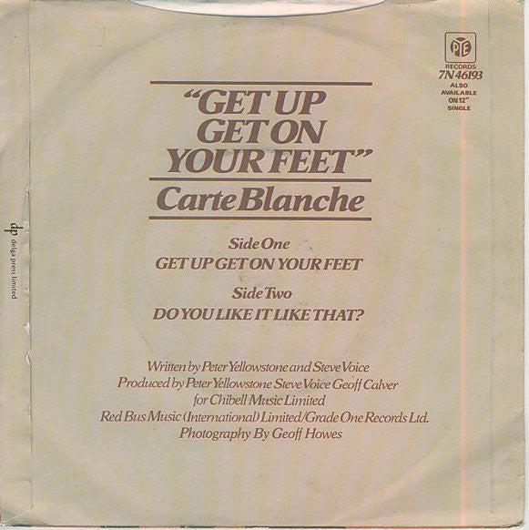 Carte Blanche (8) : Get Up Get On Your Feet (7", 4 p)