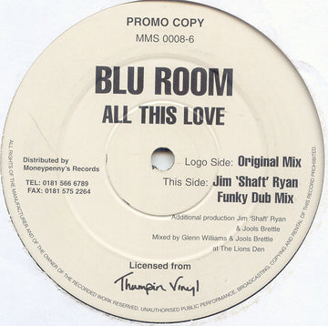 Blue Room : All This Love (12", Promo)