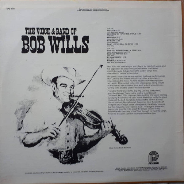 Bob Wills : The Voice & Band Of Bob Wills (LP, Comp)