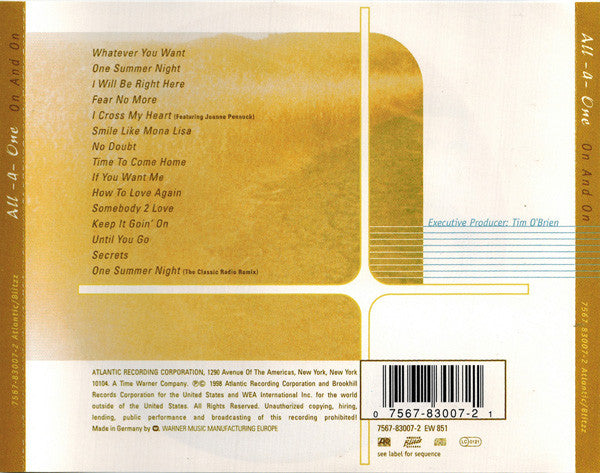 All-4-One : On And On (CD, Album)