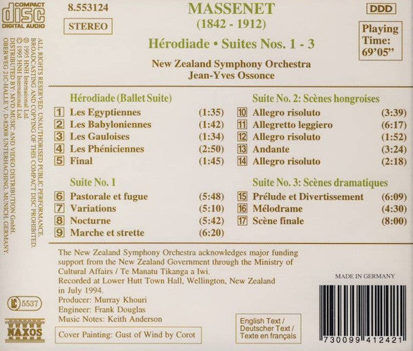 Jules Massenet, New Zealand Symphony Orchestra, Jean-Yves Ossonce : Orchestral Suites: Hérodiade (Ballet Suite) • Suite No. 1 • Scènes Hongroises • Scènes Dramatiques (CD, Album)