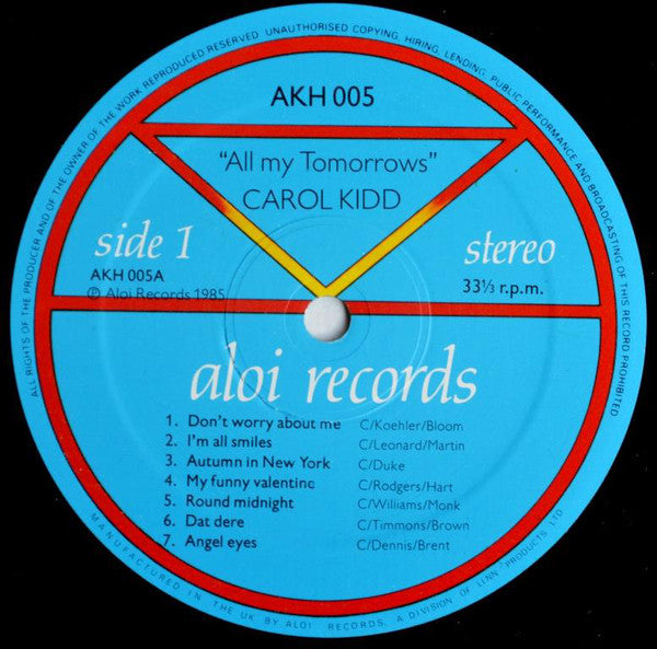 Carol Kidd : All My Tomorrows (LP, Album)
