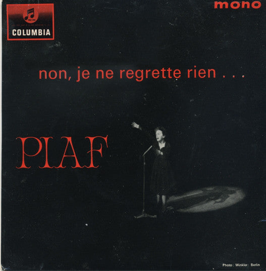 Edith Piaf : Non, Je Ne Regrette Rien... (7", EP, Mono)