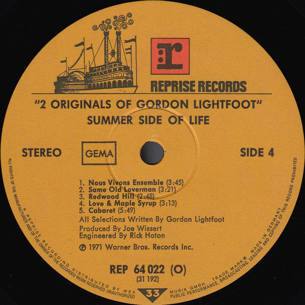 Gordon Lightfoot : 2 Originals Of Gordon Lightfoot (2xLP, Album, Comp)