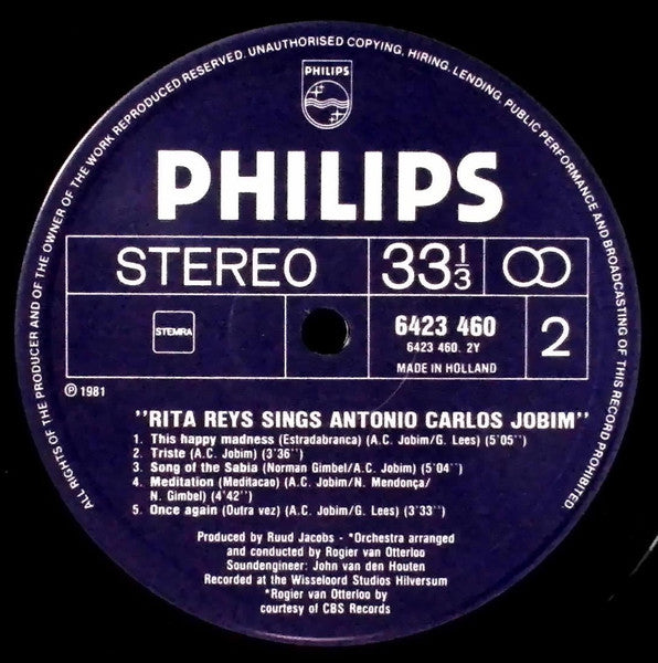 Rita Reys : Sings Antonio Carlos Jobim (LP, Album)