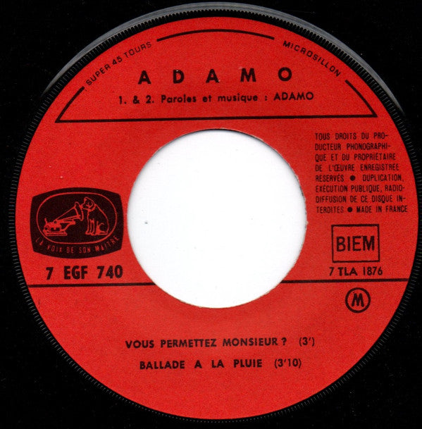 Adamo : Vous Permettez, Monsieur ? (7", EP, RP, Red)