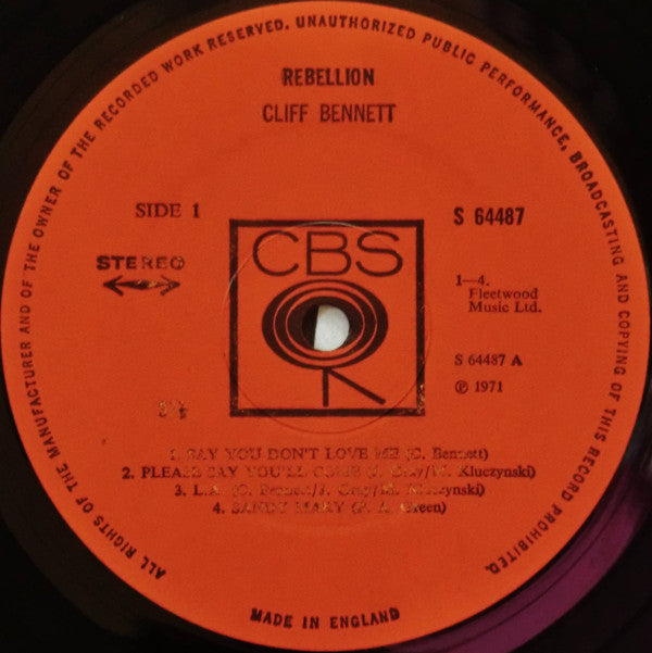 Cliff Bennett's Rebellion : Cliff Bennett's Rebellion (LP, Album)