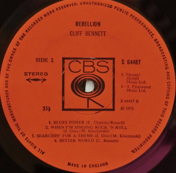 Cliff Bennett's Rebellion : Cliff Bennett's Rebellion (LP, Album)