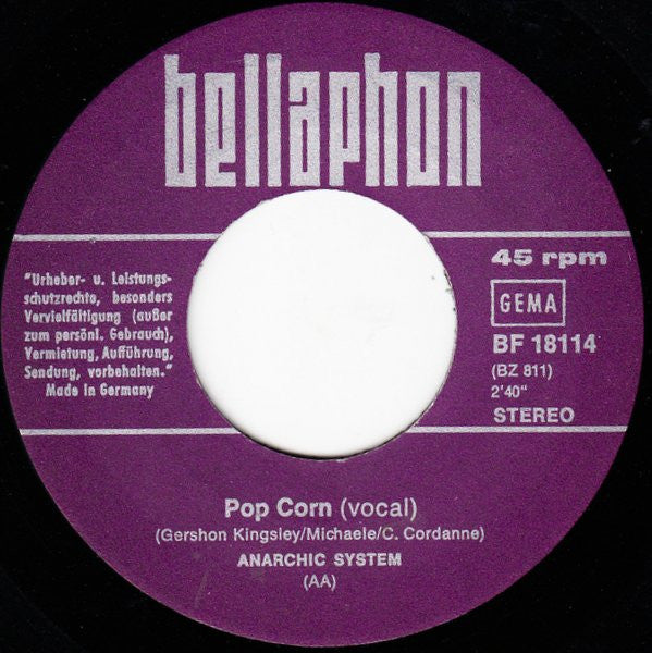 Anarchic System : Pop Corn (7", Single)