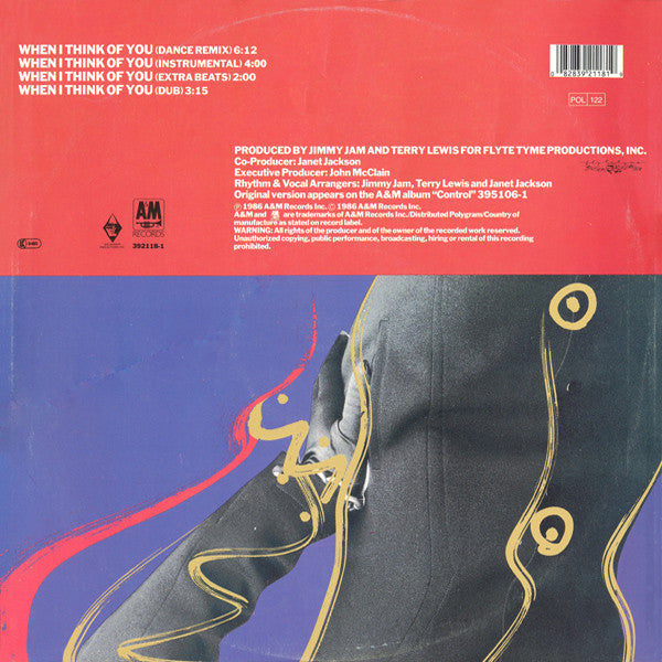 Janet Jackson : When I Think Of You (Dance Remix) (12", Bla)