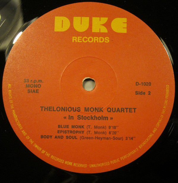 Monk* : In Stockholm (LP, Album, Mono, Ltd)