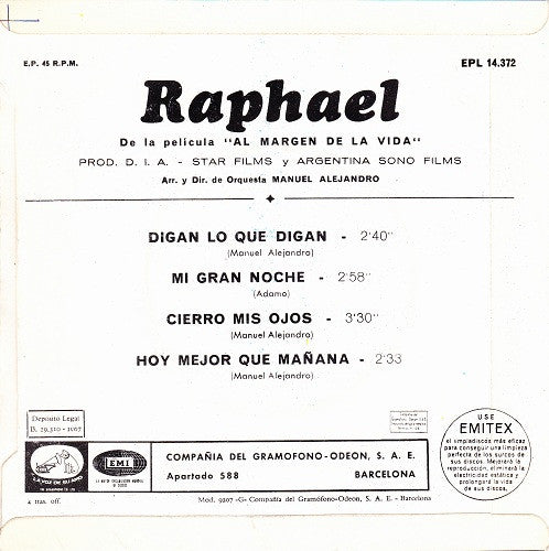 Raphael (2) : Digan Lo Que Digan (7", EP)