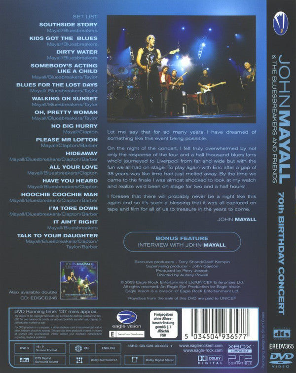 John Mayall & The Bluesbreakers - Eric Clapton - Chris Barber - Mick Taylor : 70th Birthday Concert (DVD-V, PAL)