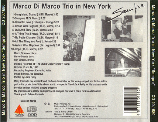 Marco Di Marco Trio : Marco Di Marco Trio In New York "Sempre" (CD, Album)