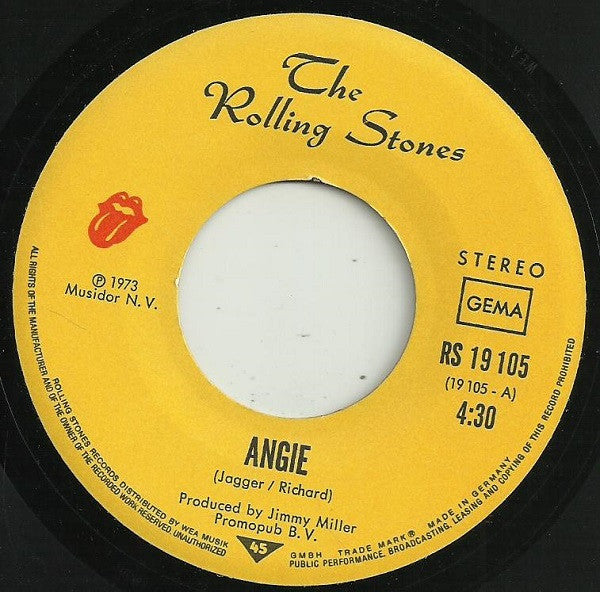The Rolling Stones : Angie (7", Single)