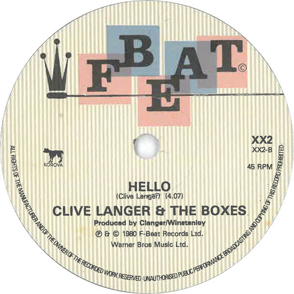 Clive Langer & The Boxes : Splash (A Tear Goes Rolling Down) (7", Single)