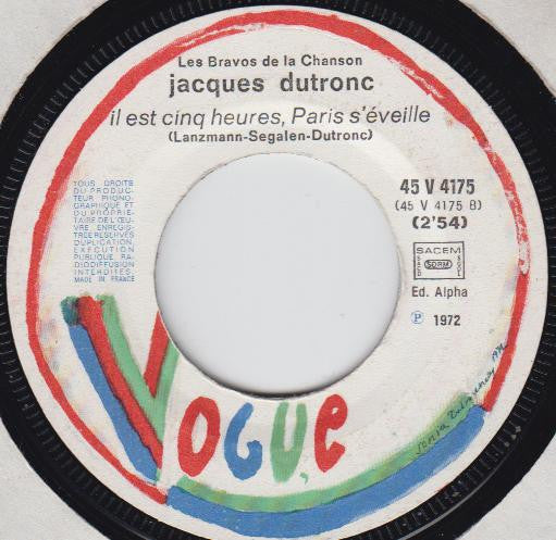 Jacques Dutronc : Les Play Boys / Il Est Cinq Heures, Paris S'Eveille (7", Single)