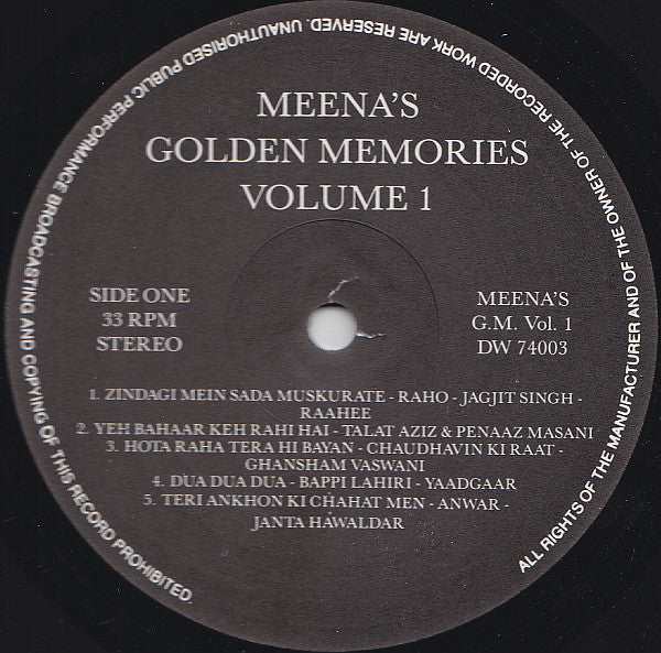 Various : Meena's Golden Memories Volume 1 (LP, Comp)