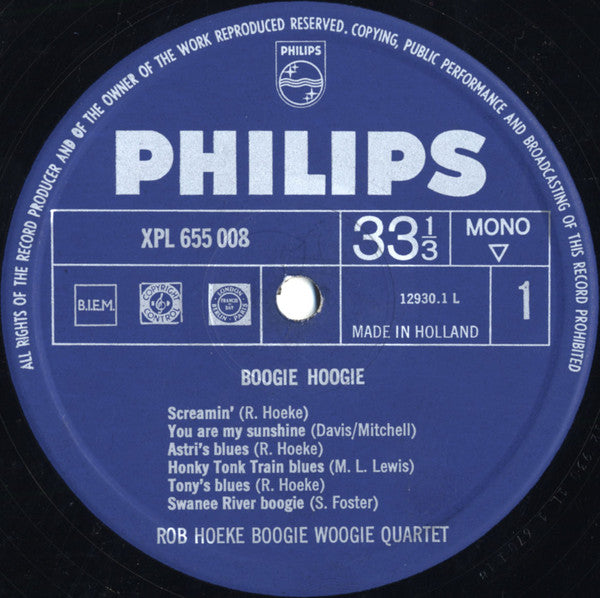 Rob Hoeke Boogie Woogie Quartet : Boogie Hoogie (LP, Album, Mono, RE)