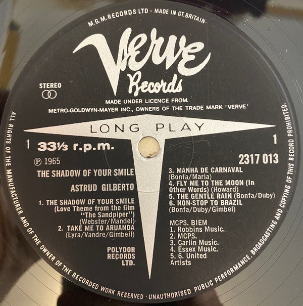 Astrud Gilberto : The Shadow Of Your Smile (LP, Album, RE)