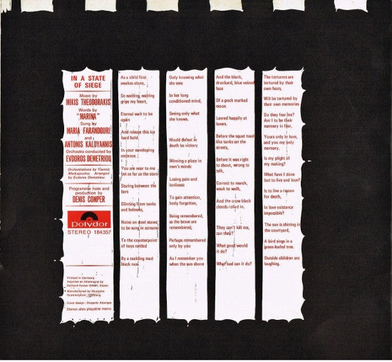 Mikis Theodorakis : In A State Of Siege (LP, Album)