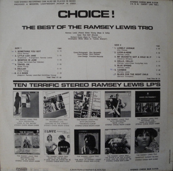 The Ramsey Lewis Trio : Choice! (The Best Of The Ramsey Lewis Trio) (LP, Comp)