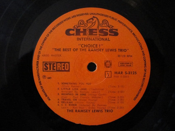 The Ramsey Lewis Trio : Choice! (The Best Of The Ramsey Lewis Trio) (LP, Comp)