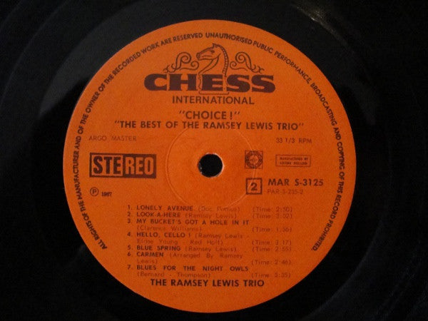 The Ramsey Lewis Trio : Choice! (The Best Of The Ramsey Lewis Trio) (LP, Comp)