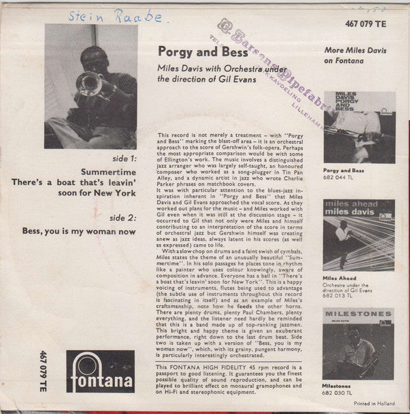 Miles Davis : Porgy And Bess (7", EP)