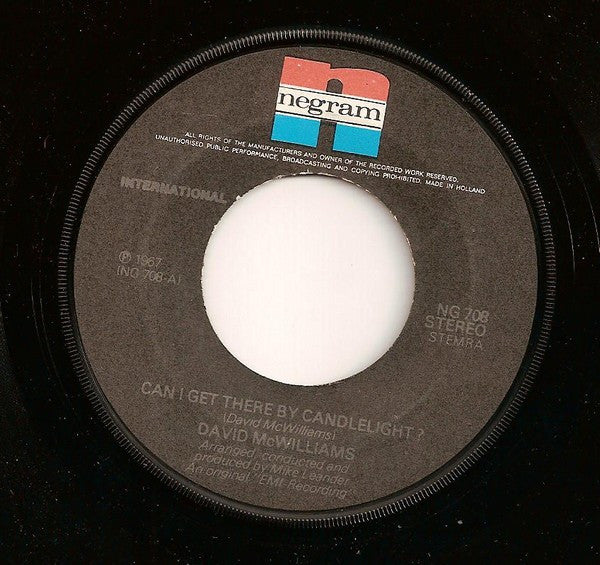 David McWilliams : Can I Get There By Candlelight (7", Single)