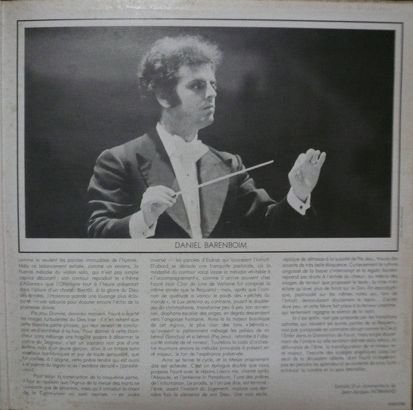 Gabriel Fauré, Daniel Barenboim, Sheila Armstrong, Dietrich Fischer-Dieskau, Edinburgh Festival Chorus, Orchestre De Paris : Requiem (LP)