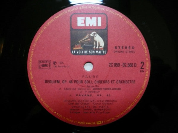 Gabriel Fauré, Daniel Barenboim, Sheila Armstrong, Dietrich Fischer-Dieskau, Edinburgh Festival Chorus, Orchestre De Paris : Requiem (LP)