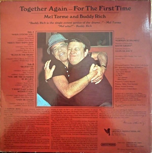 Mel Tormé And Buddy Rich : Together Again For The First Time (LP, Ltd, dir)