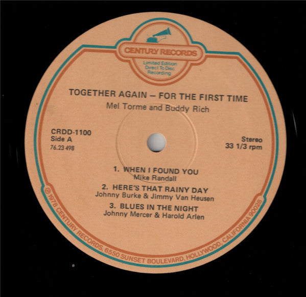 Mel Torme* And Buddy Rich : Together Again – For The First Time (LP, Album, Ltd, Dir)