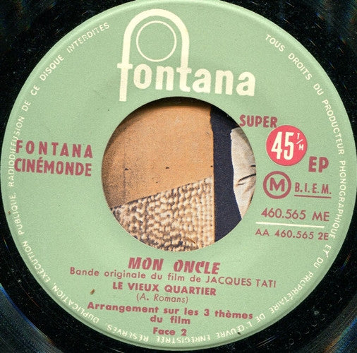 Franck Barcellini & Alain Romans : Mon Oncle (Bande Originale Du Film De Jacques Tati) (7", EP)