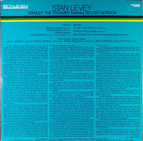 Stan Levey Featuring Dexter Gordon : Stanley The Steamer (LP)