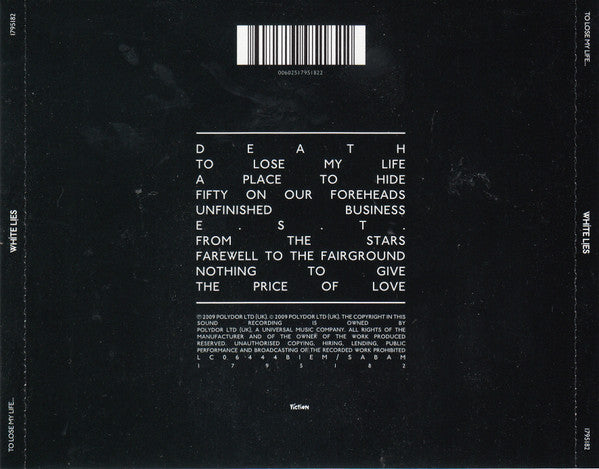 White Lies (2) : To Lose My Life... (CD, Album)